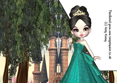 Princess Caelia in Emerald Shaped Front Print and Fold Card