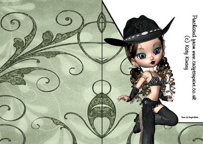 Cody Cowgirl A5 Shaped Front Print and Fold Card