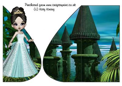 Princess Caelia in Ice Blue Tear Drop Card