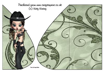 Cody Cowgirl Tear Drop Card