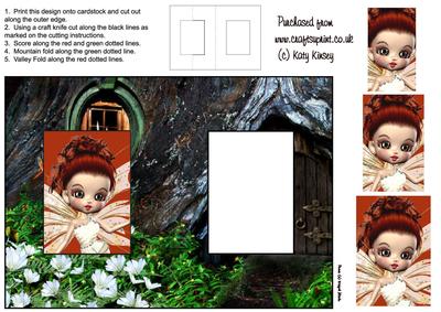 Maisies Fairy Hideaway Foldback Card with Simple Pyramage