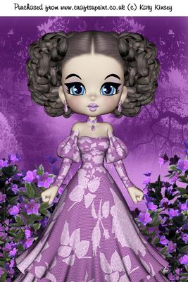 Isabella in Purple A4 Card Front