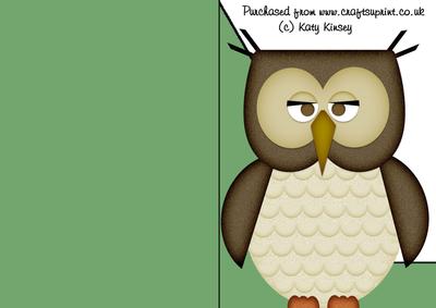 Cute Wise Owl Shaped Front Print and Fold A5 Card