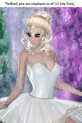 Beautiful Ballerina in White A4 Card Front