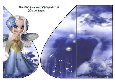 Blossom Fairy in Blue Tear Drop Card