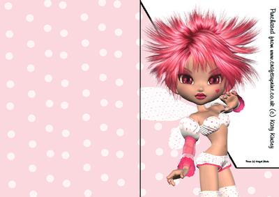 Cherry Pop Fairy A5 Print and Fold Shaped Front Card
