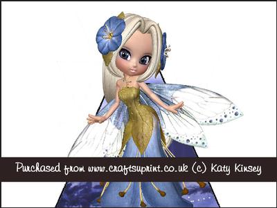 Blossom Fairy in Blue 3D Stand Up Pyramid Card Kit
