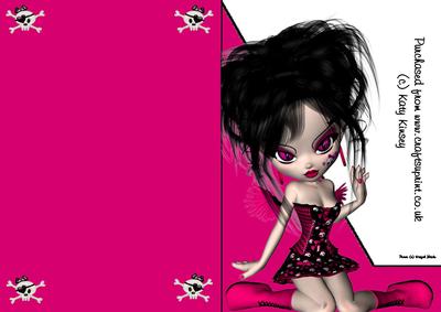 Rock and Roll Fairy Shaped Front A5 Print and Fold Card