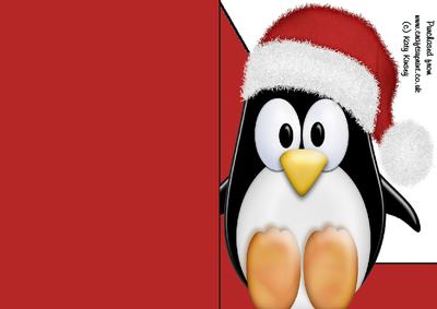 Percy Penguin A5 Shaped Front Print and Fold Card