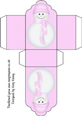 Pastel Pink Snowman Tag Gift Box