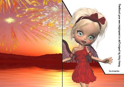 Ruby Angel Shaped Front A5 Print and Fold Card