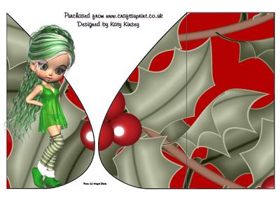 Holly Christmas Tear Drop Card