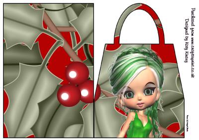 Holly Christmas Handbag Card