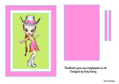Line Dancer or Cowgirl in Neon Flip Card Sheet