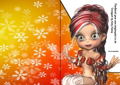 Noelle Christmas Pixie A5 Shaped Front Print and Fold Card