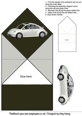 White Car Pop Up Spring Card