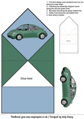 Green Car Pop Up Spring Card