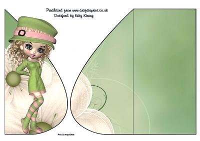 Emily in Green Tear Drop Card