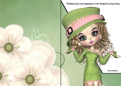 Emily in Green A5 Shaped Front Print and Fold Card