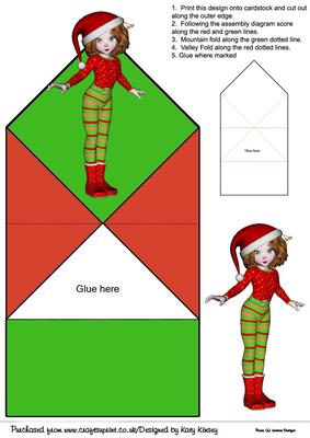 Cute Christmas Elf Pop Up Spring Card