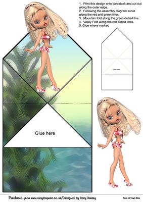 Pamela at the Beach Pop Up Spring Card