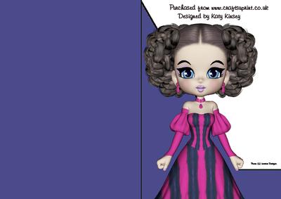 Isabella in Pink and Navy A5 Shaped Front Print & Fold Card