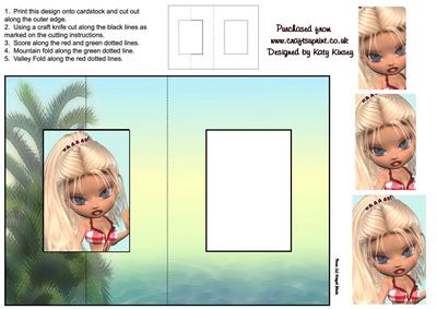 Pamela at the Beach Foldback Card with Simple Pyramage