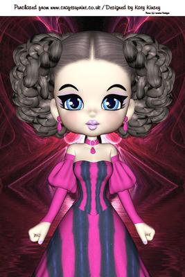 Isabella in Pink and Navy A4 Card Front