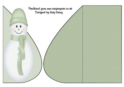 Pastel Green Snowman Tear Drop Card