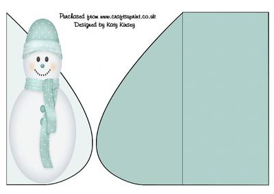 Pastel Blue Snowman Tear Drop Card