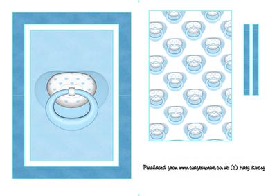 New Baby Dummy Pacifier Flip Card Sheet Blue