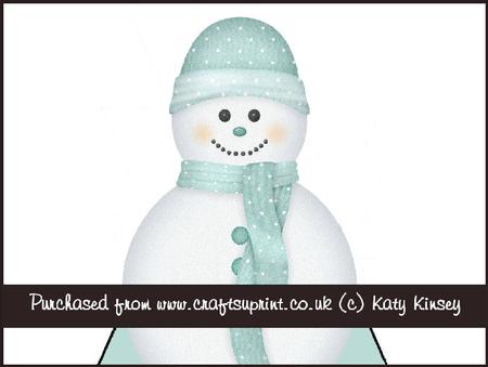 Pastel Blue Snowman 3D Stand Up Pyramid Card Kit