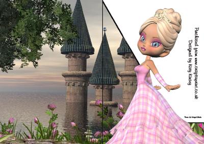 Princess Lily A5 Shaped Front Print and Fold Card