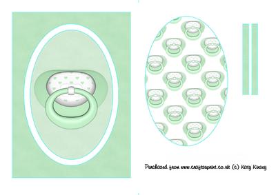 New Baby Dummy Pacifier Flip Card Sheet in Green