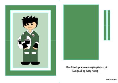 Motor Racer in Green Flip Card Sheet