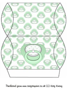 New Baby Dummy Pacifier Pillow Gift Box in Green