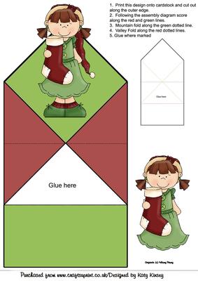 Cute Christmas Elf with Stocking Pop Up Spring Card