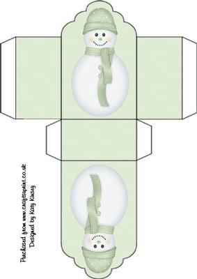 Pastel Green Snowman Tag Gift Box