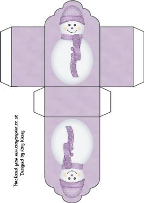 Pastel Lilac Snowman Tag Gift Box