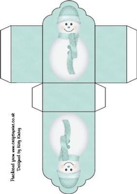 Pastel Blue Snowman Tag Gift Box