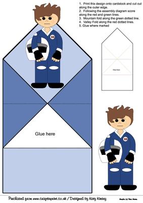 Motor Racer in Blue Pop Up Spring Card
