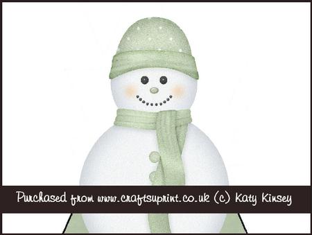 Pastel Green Snowman 3D Stand Up Pyramid Card Kit