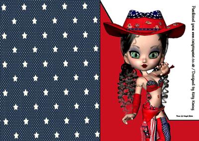 Virginia Cowgirl A5 Shaped Front 4th July Print & Fold Card