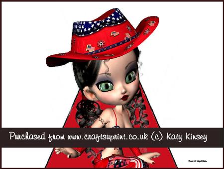 Virginia 4th July Cowgirl 3D Stand Up Pyramid Card Kit