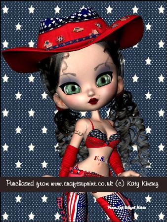 Virginia 4th July Cowgirl A5 Pyramage Card Kit