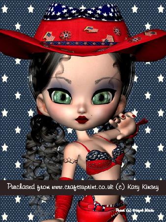 Virginia 4th July Cowgirl A4 Pyramage Card Kit