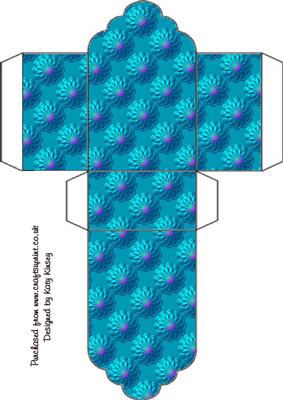 Embossed Flower Tag Gift Box in Blue