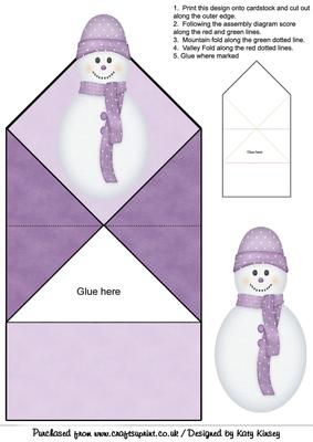 Pastel Lilac Snowman Pop Up Spring Card
