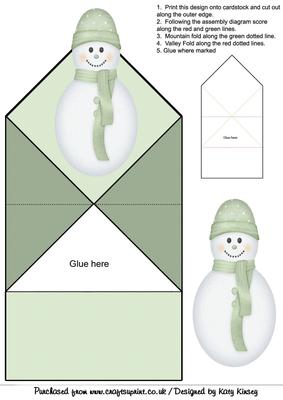 Pastel Green Snowman Pop Up Spring Card