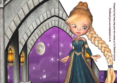 Rapunzel A5 Shaped Front Print and Fold Card